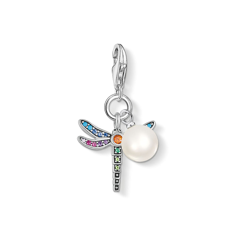 Thomas Sabo Dragon Fly silver pearl pendant charm 1833-340-7