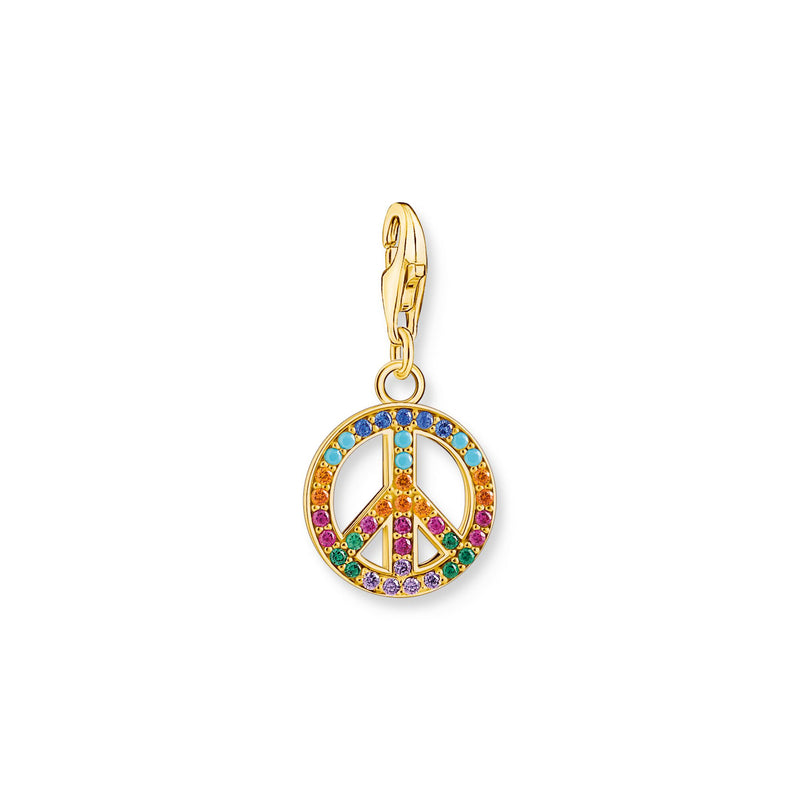 THOMAS SABO CHARM PENDANT PEACE WITH COLOURFUL STONES GOLD 1898-488-7