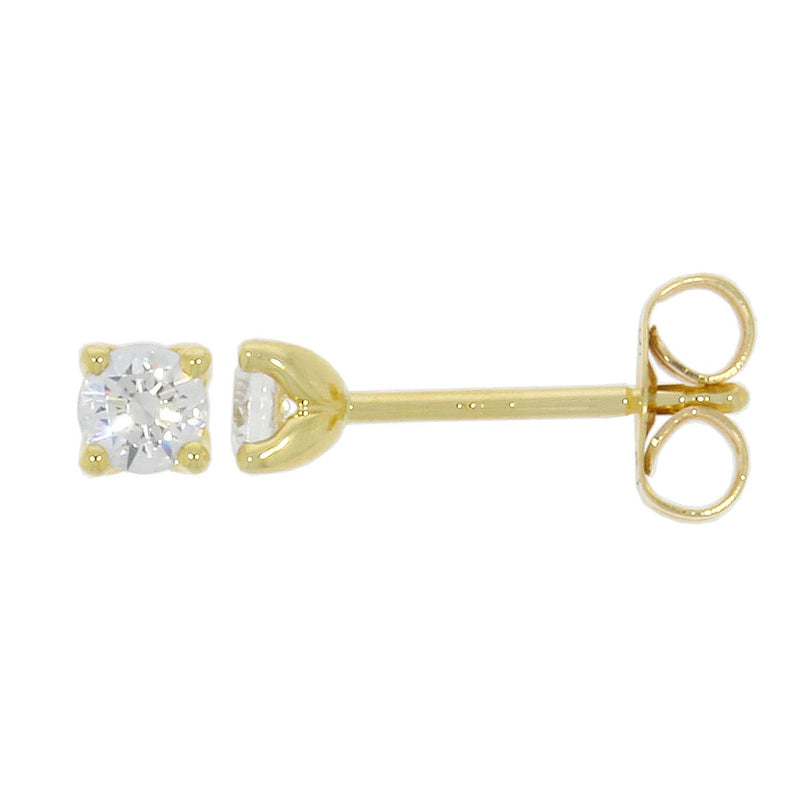 18ct Yellow Gold Diamond Stud Earrings - 4 Claw - 0.20ct