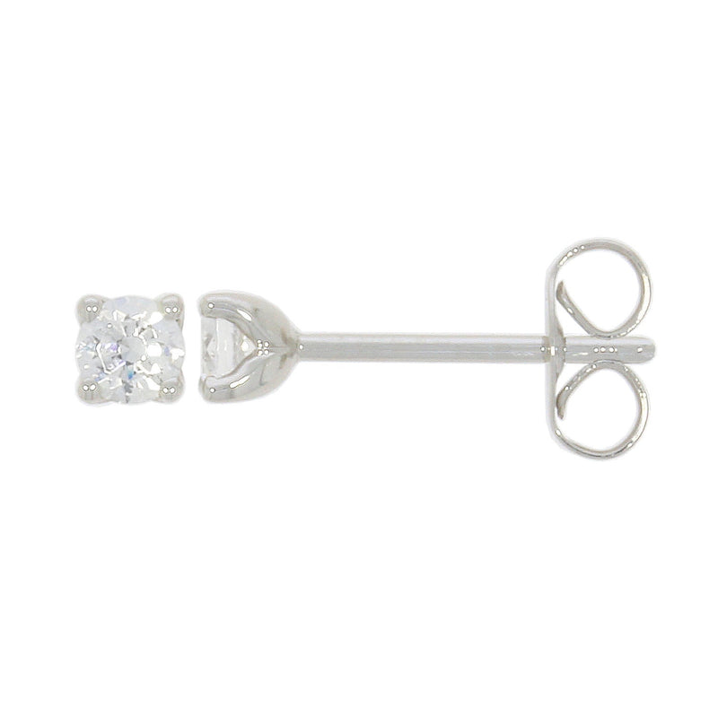 18ct White Gold Diamond Stud Earrings - 4 Claw - 0.25ct