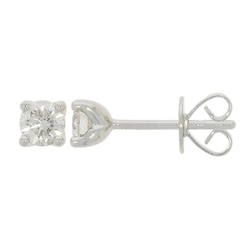 18ct White Gold Four Claw Diamond Stud Earrings 0.40ct