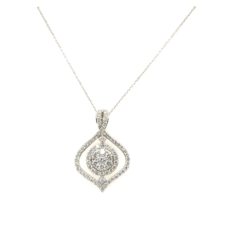18ct White Gold Diamond Pendant - Diamond Bale