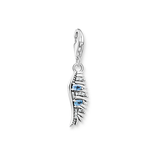 Thomas Sabo Silver Pheonix Feather charm pendant with Blue Stones 1905-644-1