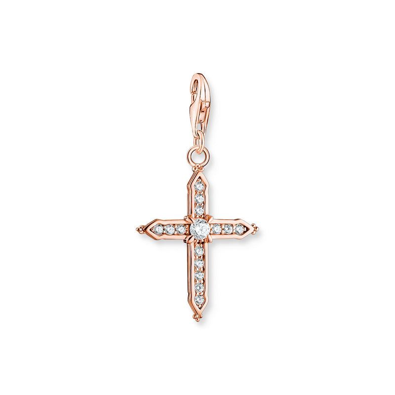 CHARM PENDANT CROSS WITH WHITE STONES ROSE GOLD 1913-416-14