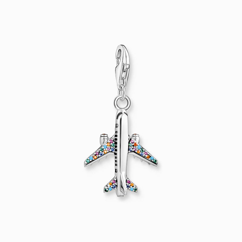 Thomas Sabo Charm pendant with colourful aeroplane silver 1914-342-7