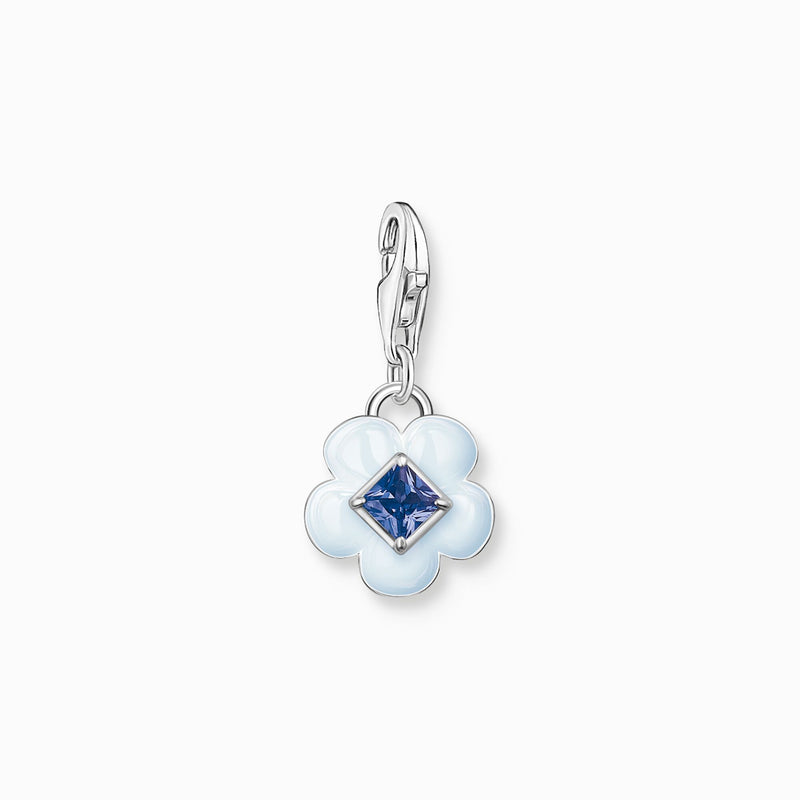 Thomas Sabo Charm pendant flower with blue stone silver 1916-496-1