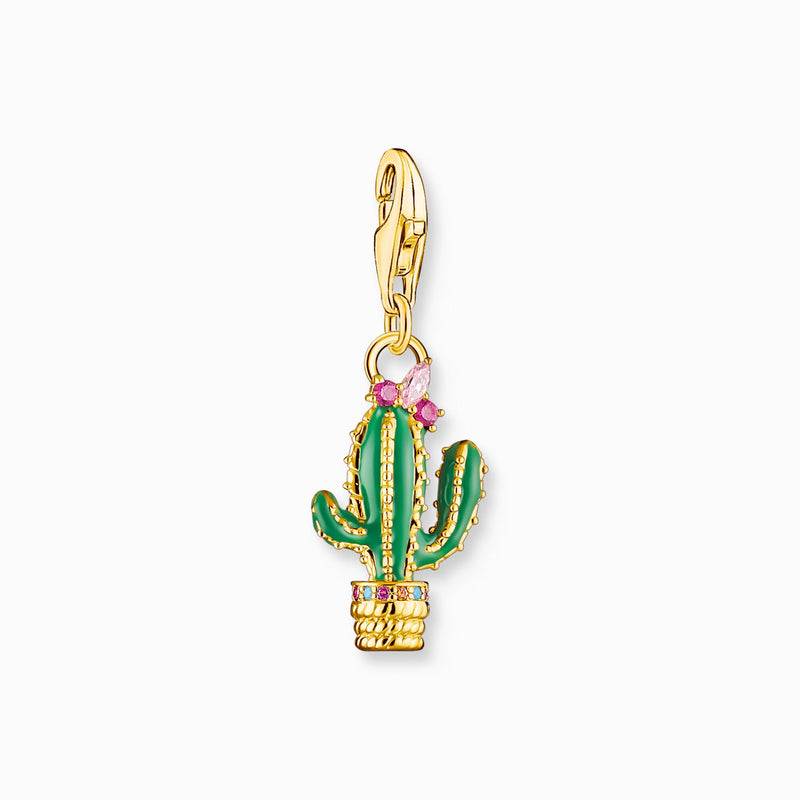 Thomas Sabo Charm pendant green cactus gold plated 1928-471-7