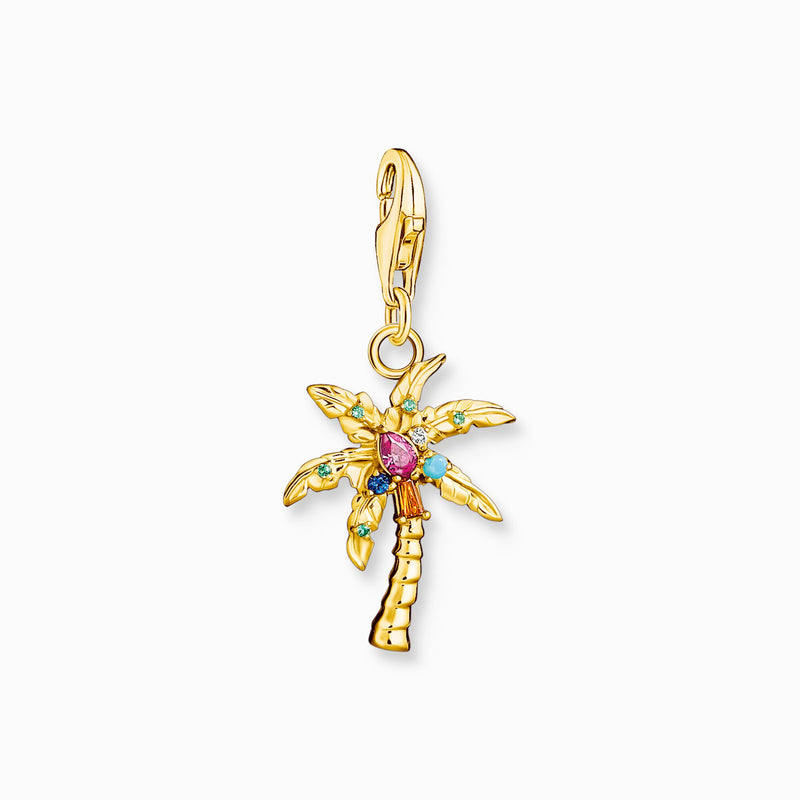 Thomas Sabo Charm pendant colourful palm tree gold plated 1934-488-7