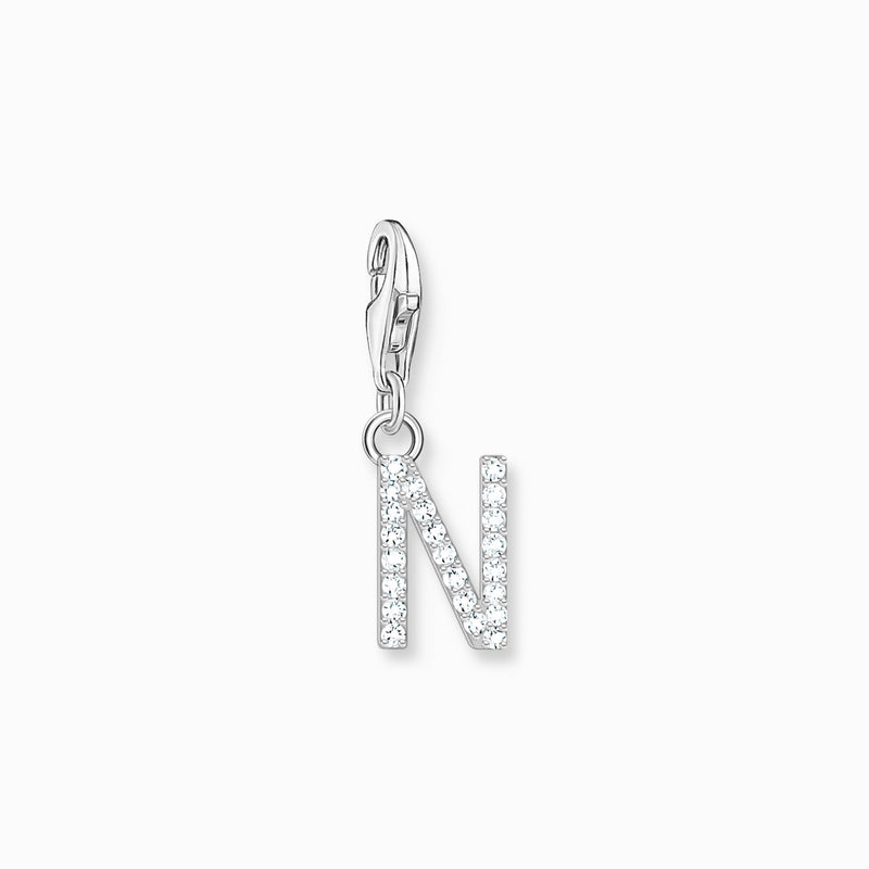 Thomas Sabo Charm pendant letter N with white stones silver 1951-051-14