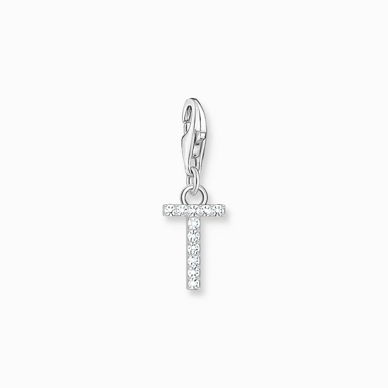 Thomas Sabo Charm pendant letter T with white stones silver 1957-051-14