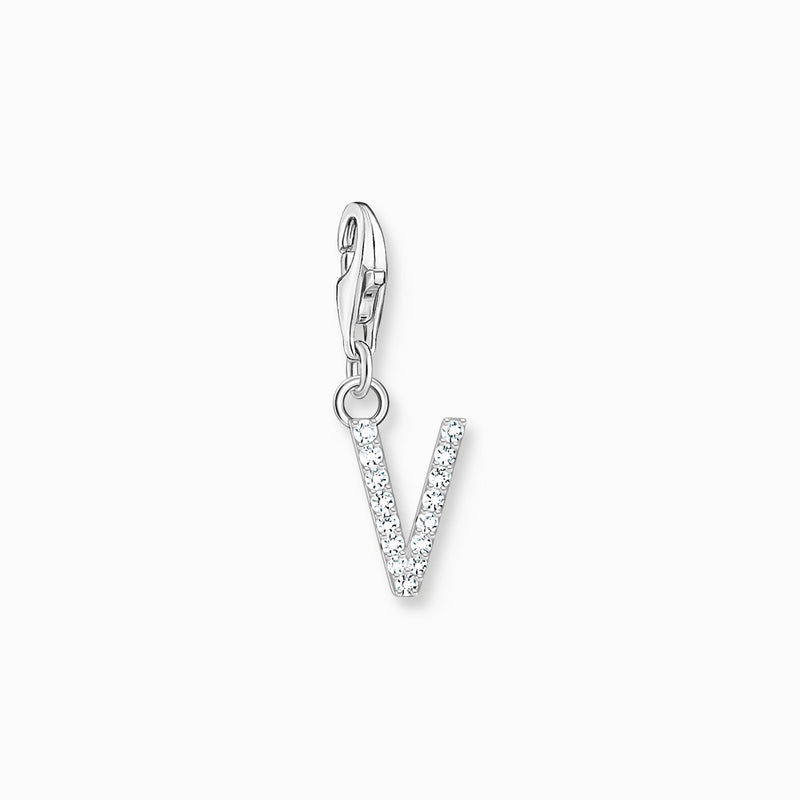 Thomas Sabo mCharm pendant letter V with white stones silver 1959-051-14