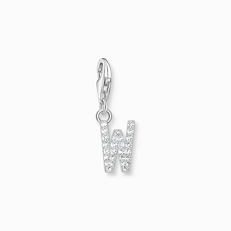 Thomas Sabo Charm pendant letter W with white stones silver 1960-051-14