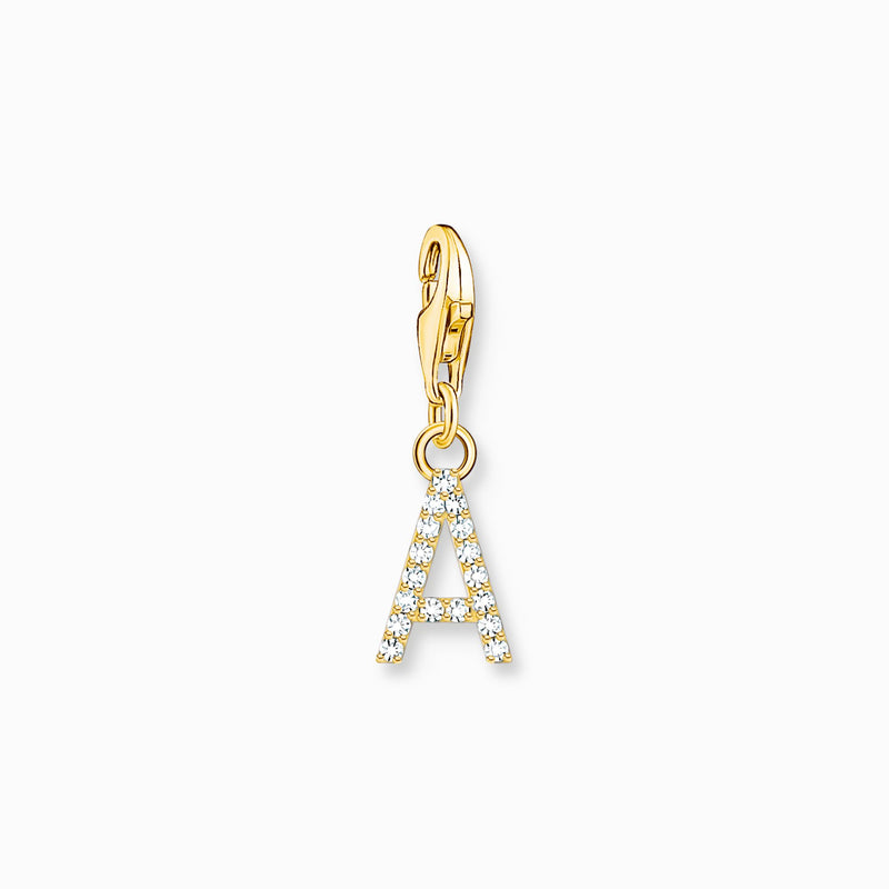 Thomas Sabo Charm pendant letter A with white stones gold plated 1964-414-14