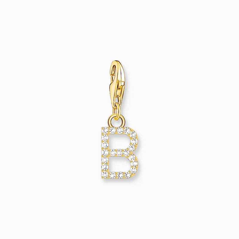 Thomas Sabo Charm pendant letter B with white stones gold plated 1965-414-14