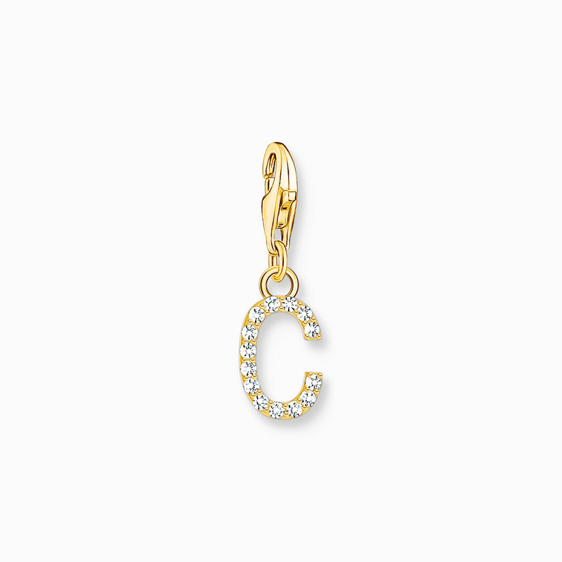 Thomas Sabo Charm pendant letter C with white stones gold plated 1966-414-14