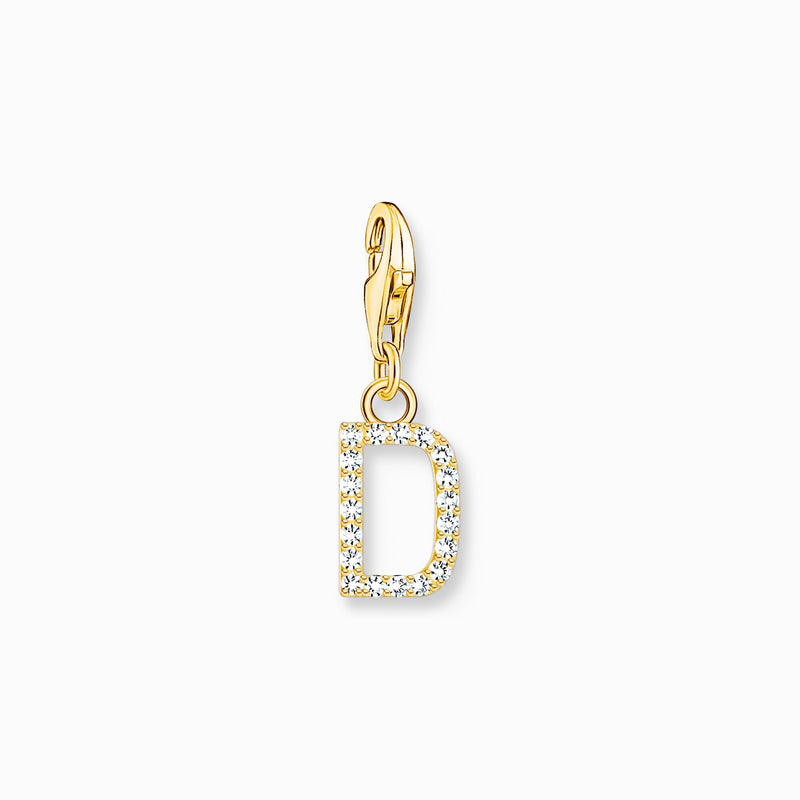 Thomas Sabo Charm pendant letter D with white stones gold plated 1967-414-14