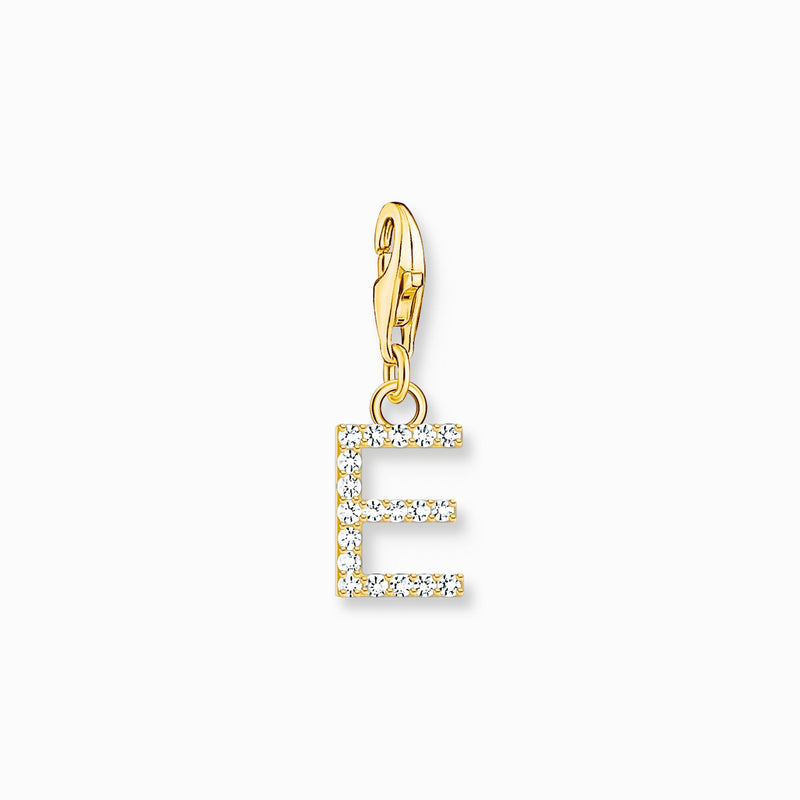 Thomas Sabo Charm pendant letter E with white stones gold plated 1968-414-14