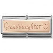 Nomination  DOUBLE Rose  Gold Granddaughter charm 430710-09