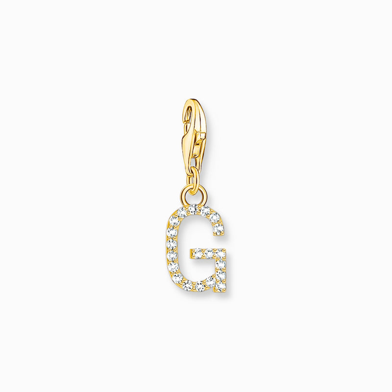 Thomas Sabo Charm pendant letter G with white stones gold plated 1970-414-14