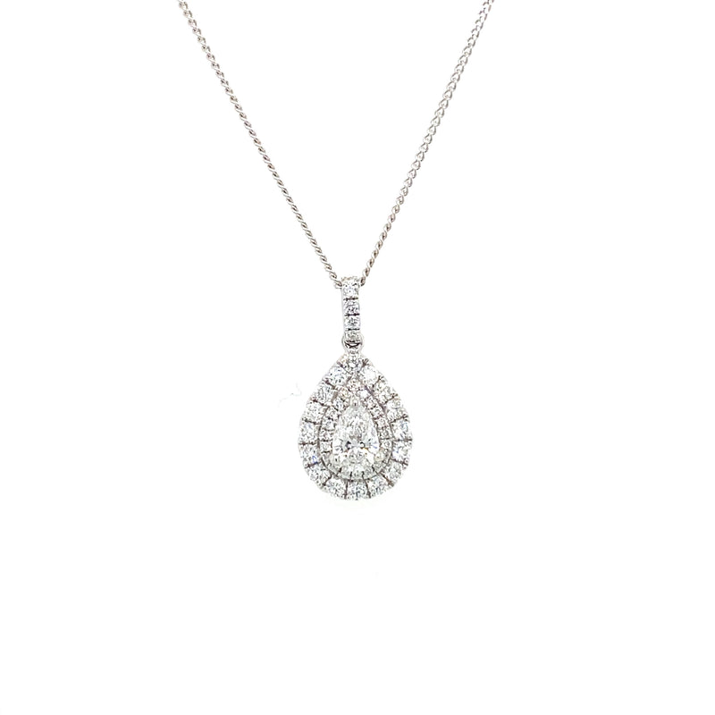 18ct White Gold Pear Shaped Diamond Pendant