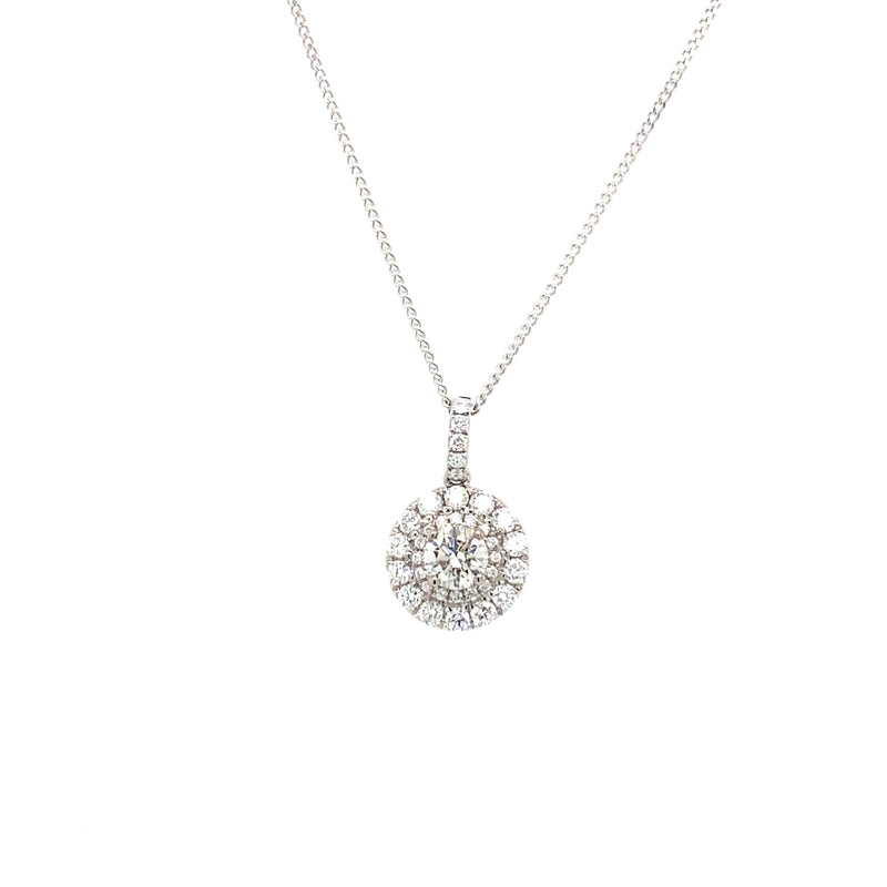 18ct White Gold Halo Diamond Pendant