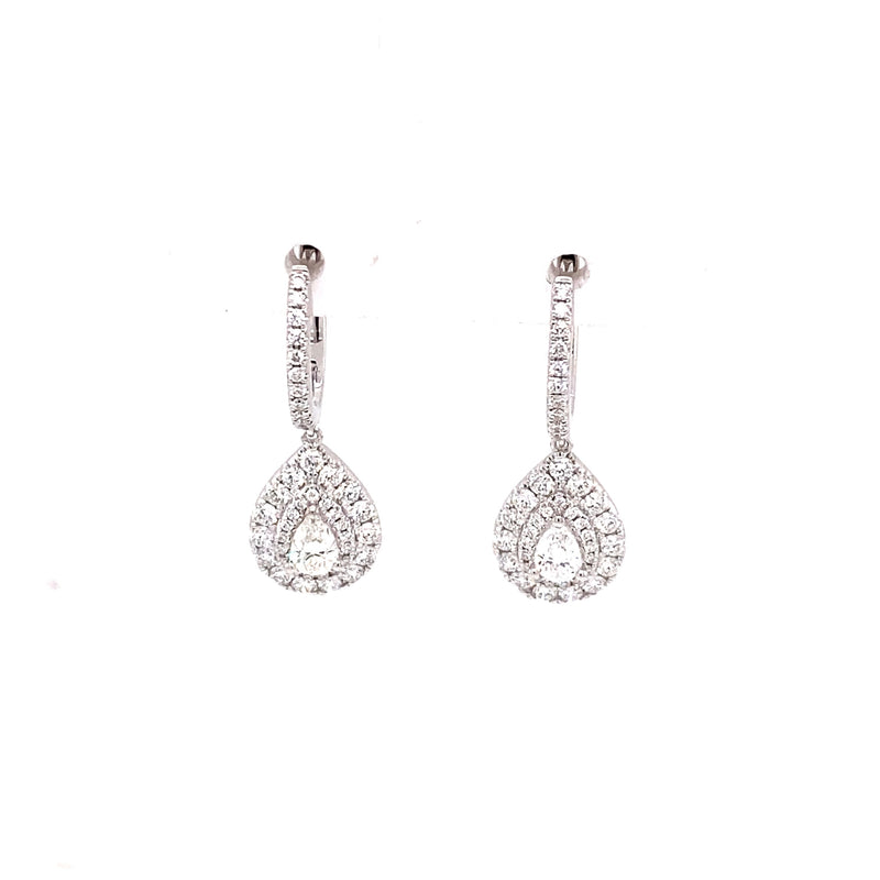 18ct White Gold Pear Shaped Drop Earrings