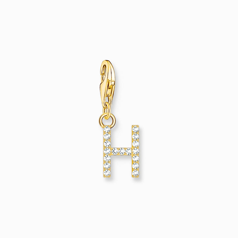 Thomas Sabo Charm pendant letter H with white stones gold plated 1971-414-14