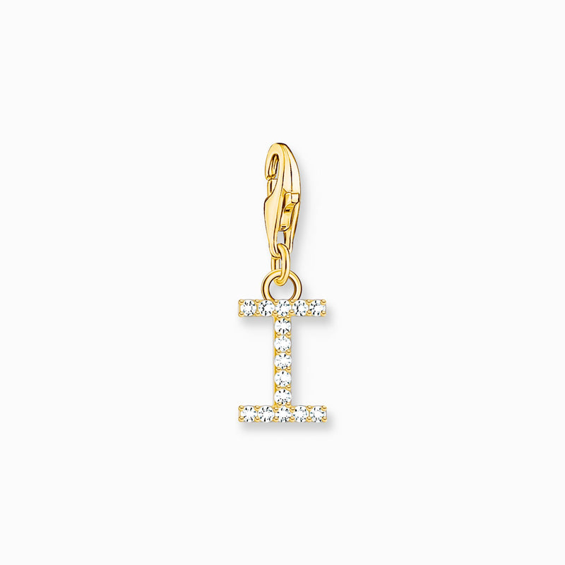 Thomas Sabo Charm pendant letter I with white stones gold plated 1972-414-14