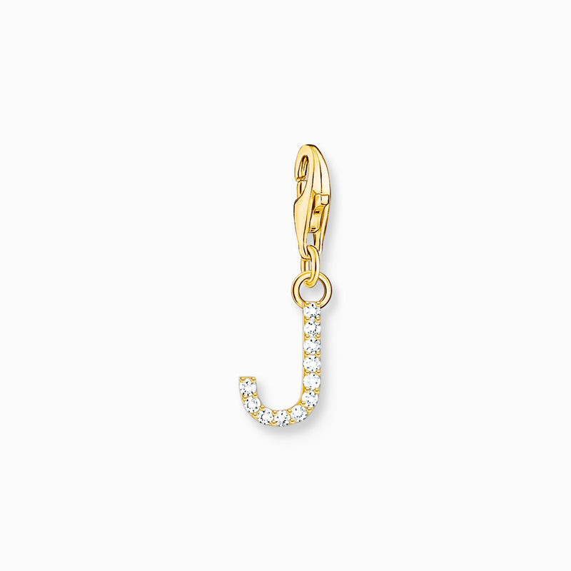 Thomas Sabo Charm pendant letter J with white stones gold plated 1973-414-14