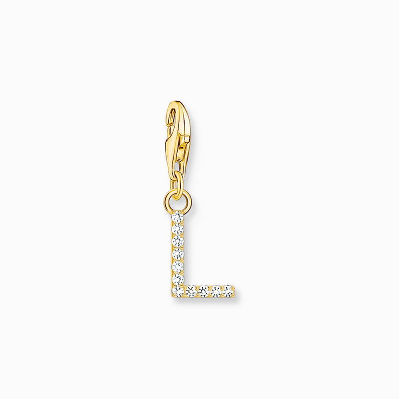 Thomas Sabo Charm pendant letter L with white stones gold plated 1975-414-14