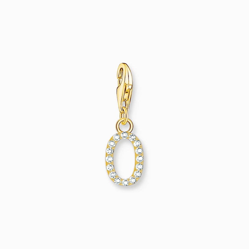 Thomas Sabo Charm pendant letter O with white stones gold plated 1978-414-14