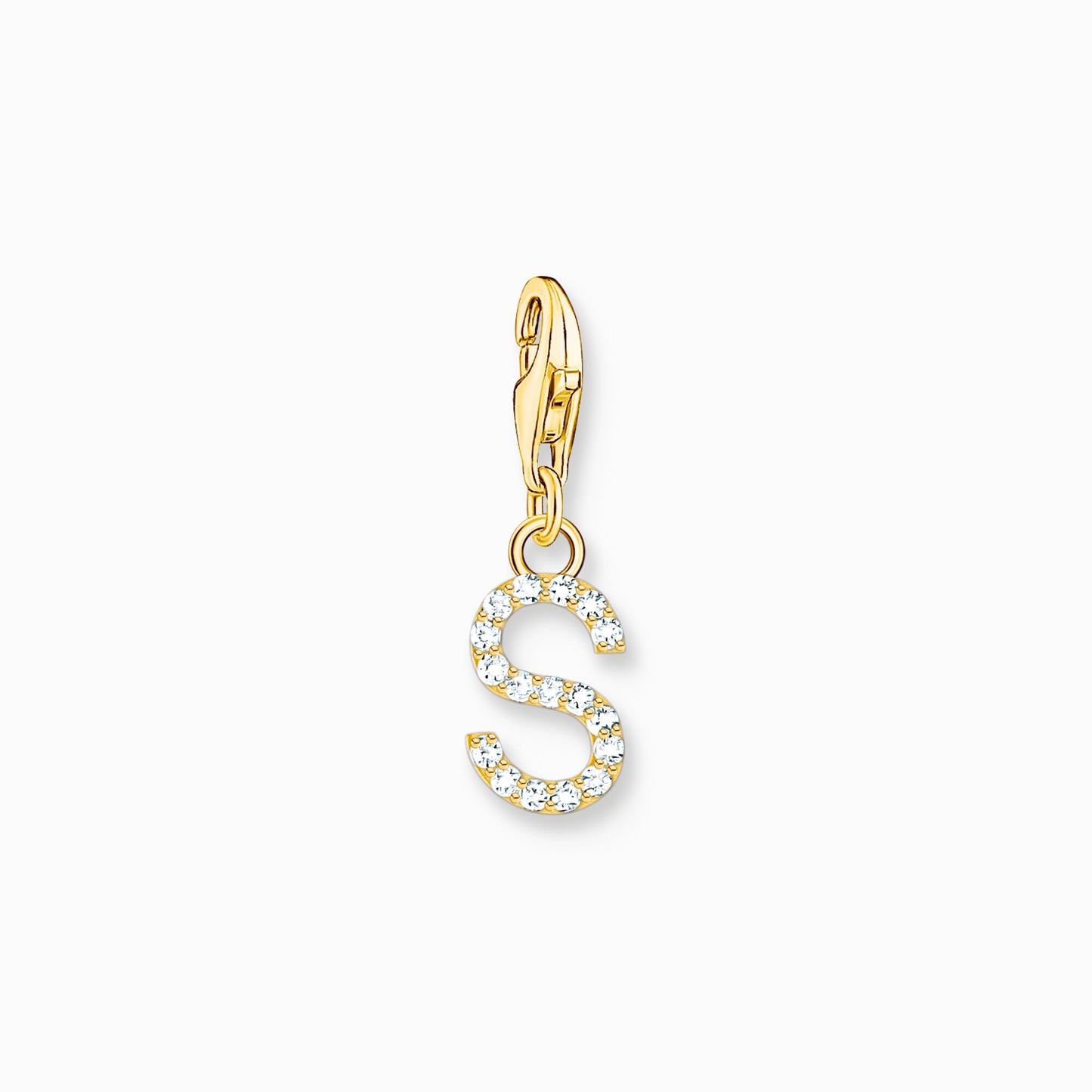 Thomas Sabo Charm Pendant letter S with white stones Gold Plated 1982-414-14