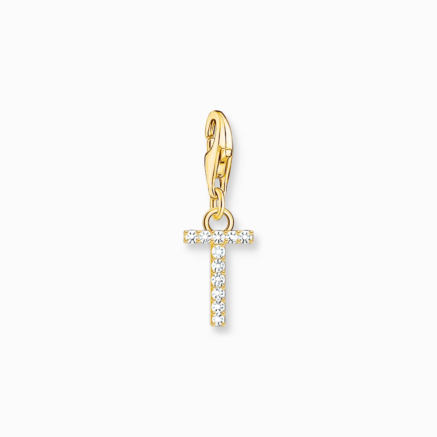 Thomas Sabo Charm pendant letter T with white stones gold plated 1983-414-14
