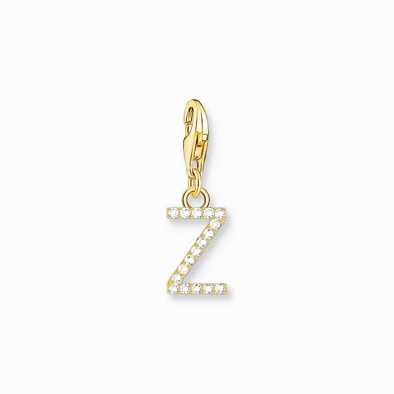 Thomas Sabo Charm pendant letter Z with white stones gold plated 1989-414-14