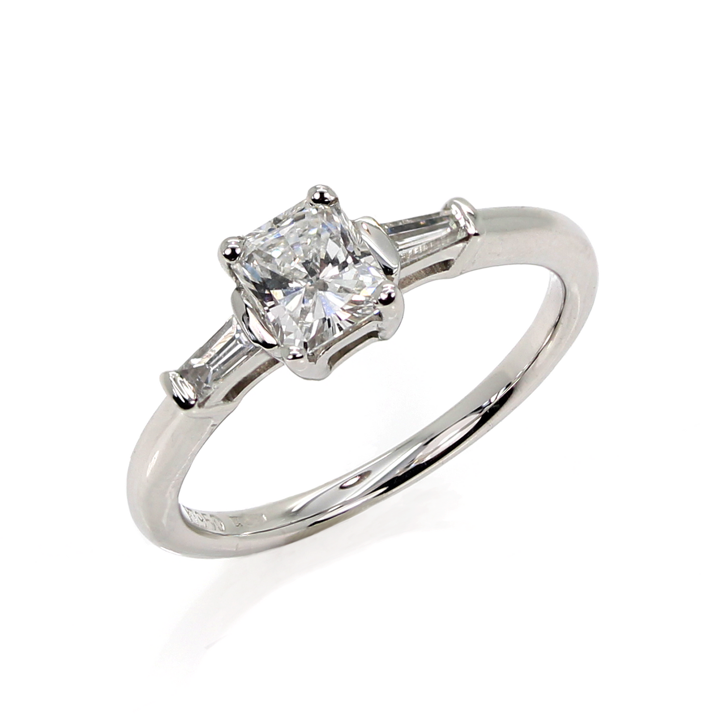 Platinum Radiant & Baguette Cut Trilogy Ring - R2430-RAD