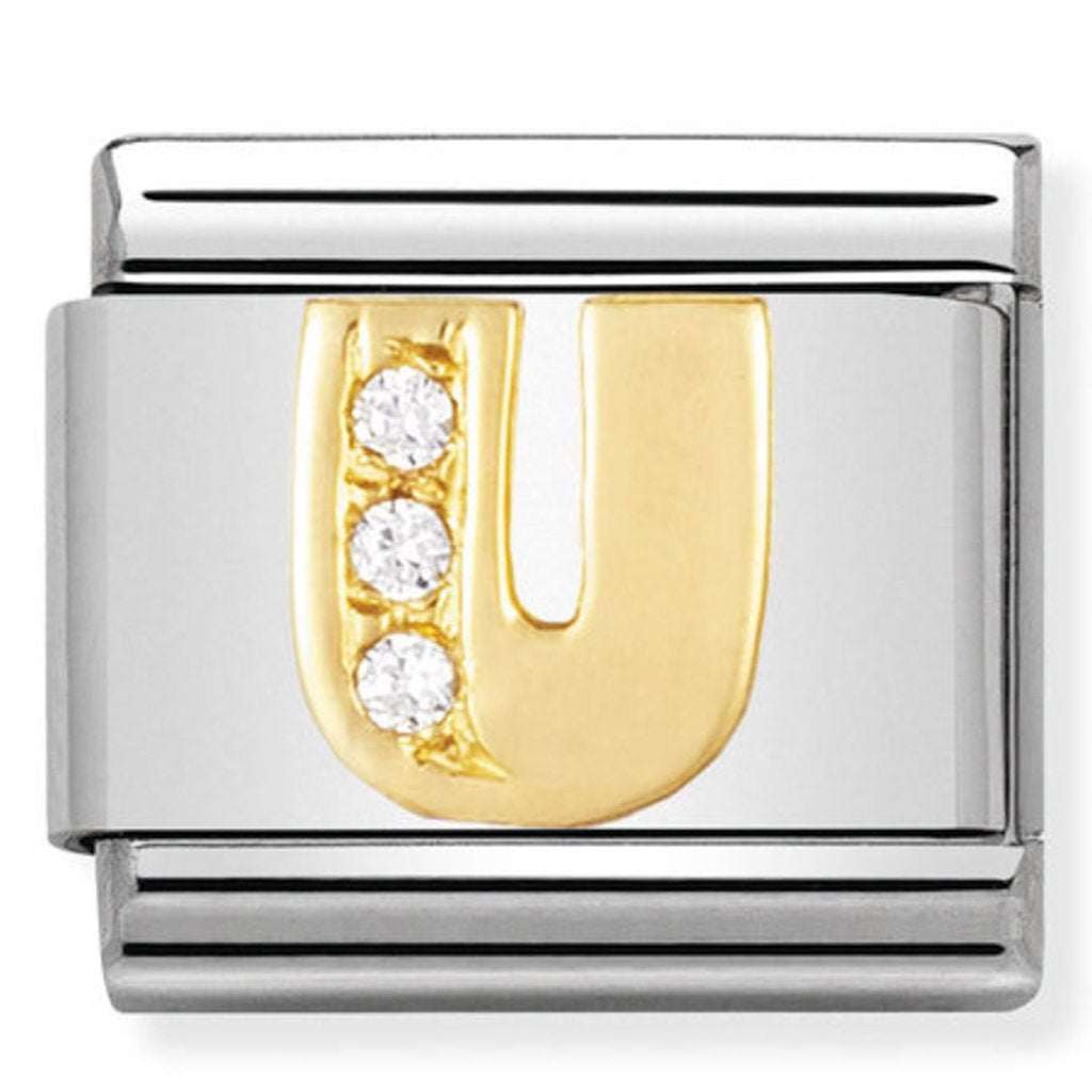 NOMINATION Gold CZ Letter U Charm 030301-21