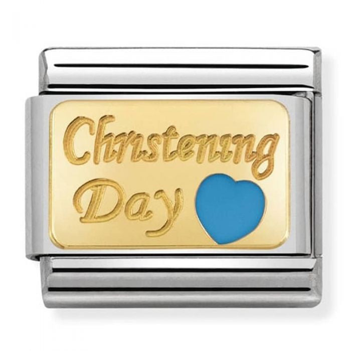 NOMINATION Enamel Gold Blue Christening Day Charm 030284-23