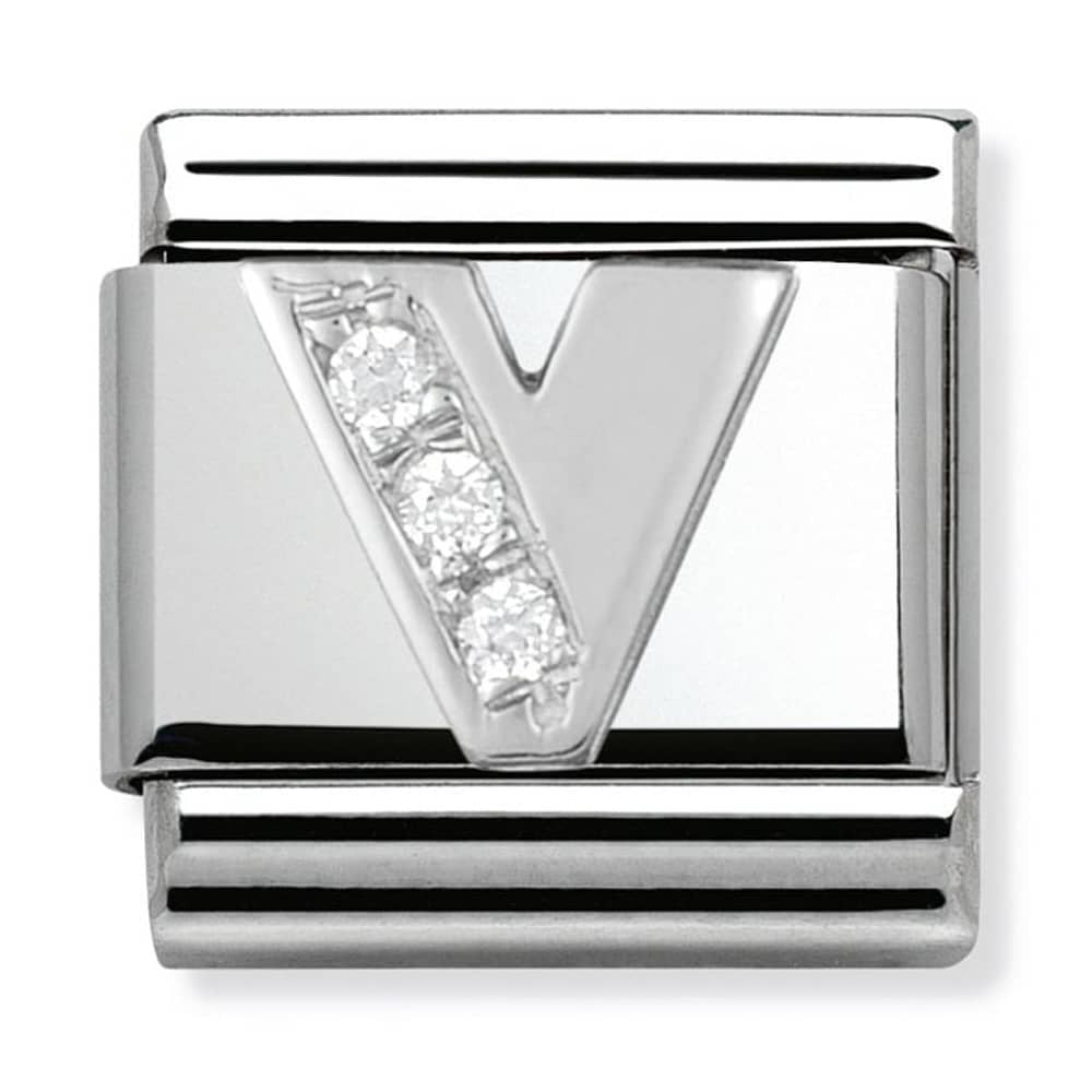 NOMINATION CZ Letter V Charm 330301-22