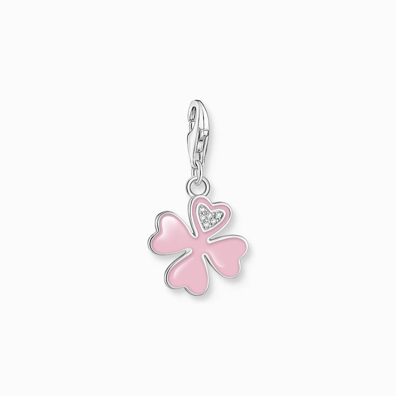 Thomas Sabo Charm pendant pink cloverleaf with white stones silver 2022-041-9