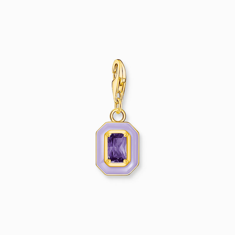 Thomas Sabo Violet Octagon Yellow Gold Plated Charm 2034-565-13