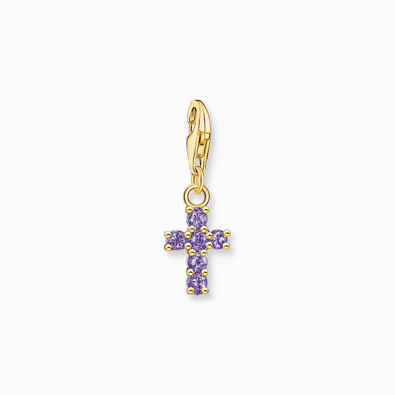 Thomas Sabo Amethyst CZ Cross Charm 2036-414-13