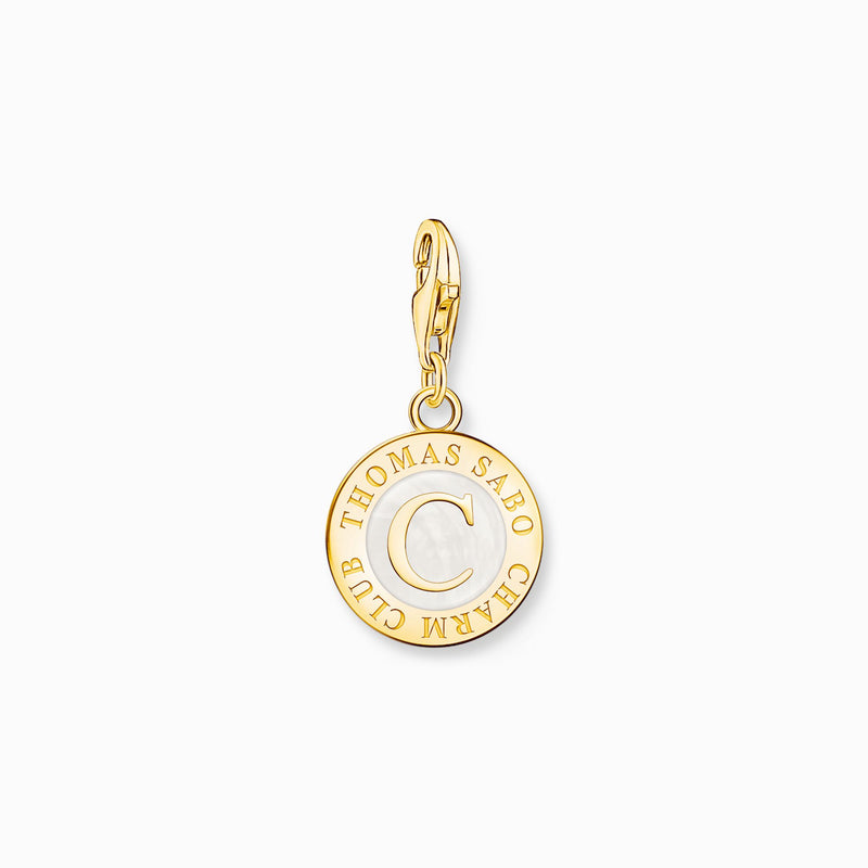 Thomas Sabo Member Charm White Charmista Coin Yellow Gold Plated 2095-427-14