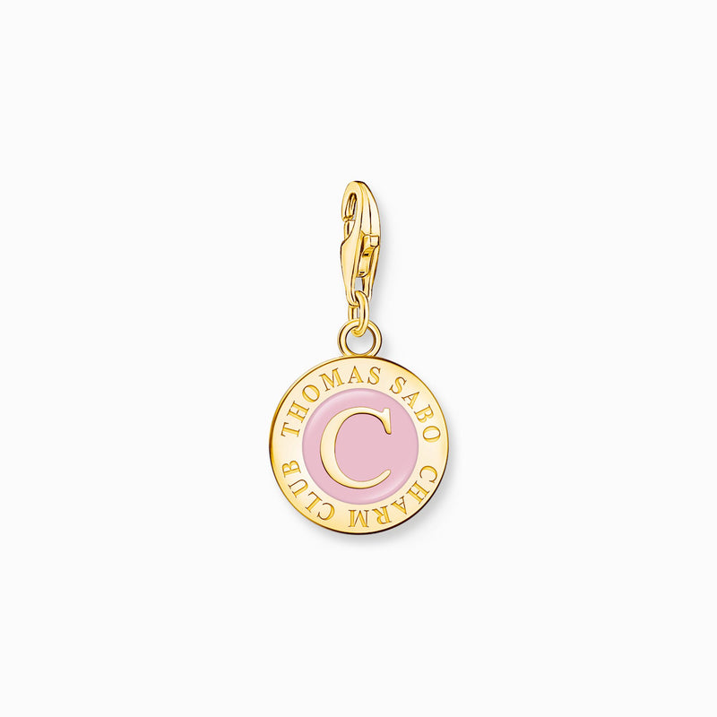 Thomas Sabo Member Charm Pink Charmista Coin Yellow Gold Plated 2097-427-9