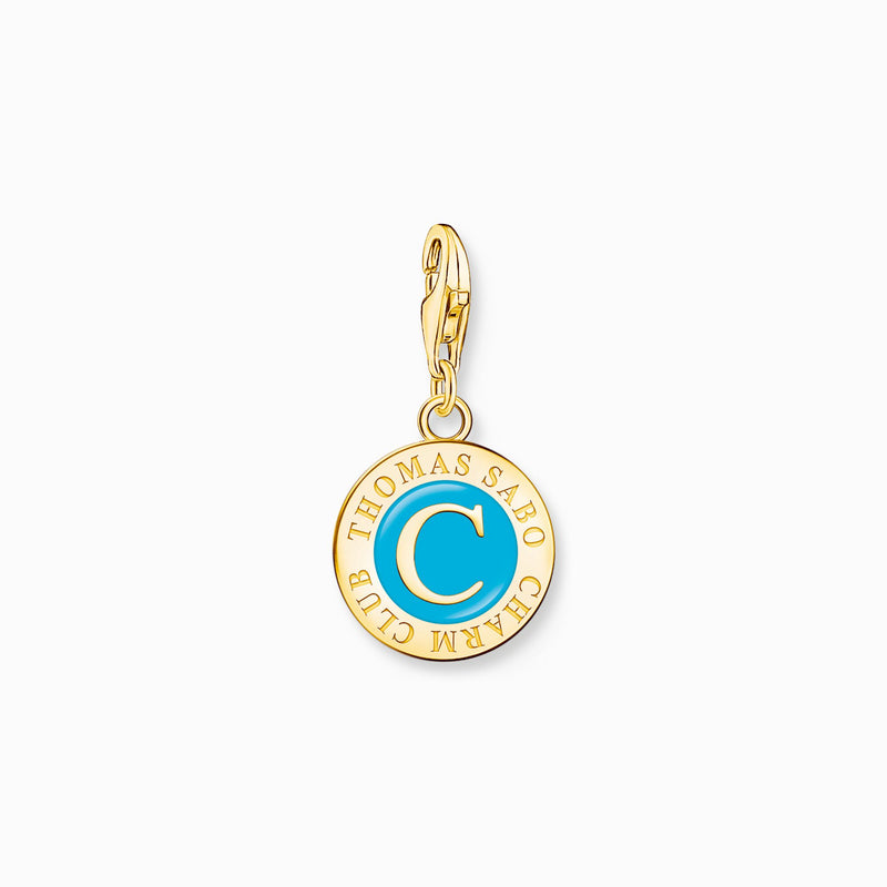 Thomas Sabo Member Charm Turquoise Charmista Coin Yellow Gold Plated 2099-427-17