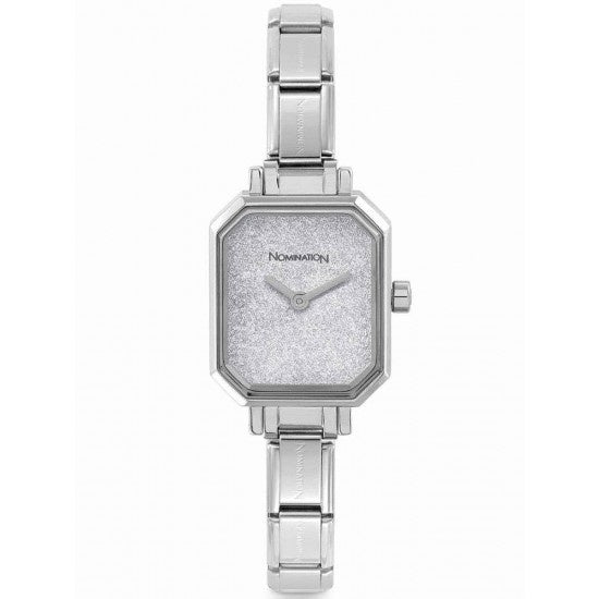 NOMINATION Rectangular Glitter Dial S/S Watch 076030-023