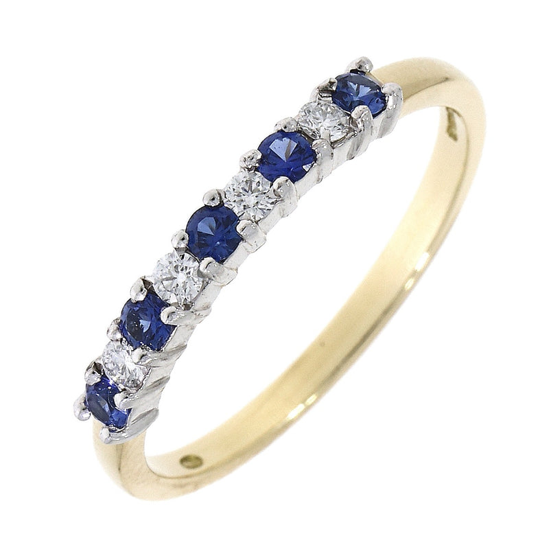 18ct Yellow Gold Sapphire & Diamond 1/2 eternity Ring