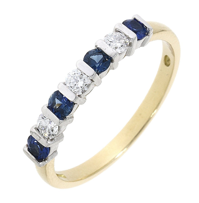 18ct Gold Sapphire & Diamond Bar Set Eternity Ring