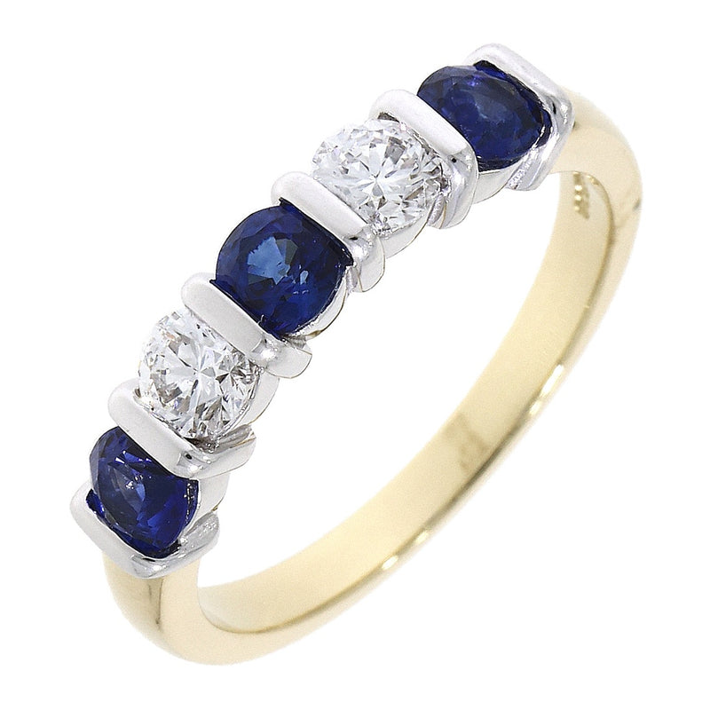 18ct Gold Sapphire & Diamond Bar Set Eternity Ring - 5 Stone