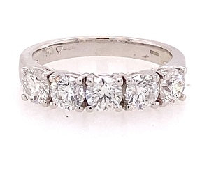 18ct White Gold Five Stone Diamond Ring 1.50ct