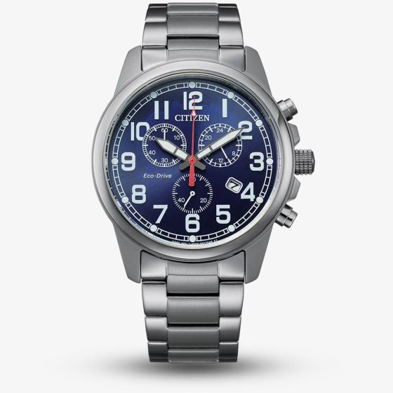 Citizen Mens Eco-Drive Military Blue Chronograph Watch AT0200-56L